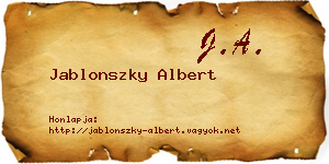 Jablonszky Albert névjegykártya